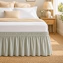 Light Grey Bed Skirt King Size 15" Drop, Elastic Wrap Around Bedskirt