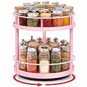 Light Pink 2 Tier Lazy Susan Organizer, 10 in Rotating Spice Rack