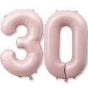 Light Pink 30th Birthday Balloon for Women, 40 Inch Self Inflating Mylar Number 30 Balloons, Big Blush Pastel Pink Foil 3 &amp; 0 Helium Balloon for Her Boho Coquette 30th Birthday Party Decorations