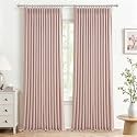 Light Pink Extra Long Floor to Ceiling Curtains 108 Inches Long for Kids Room, Memory Trained Pinch Pleated Blackout Insulated Two Layer Linen Drapes with Hooks Rings Privacy Luxury Curtain 2 Panels