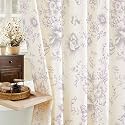 Light Purple Floral Cotton Shower Curtain, Cottagecore French Country, 72x96