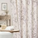 Light Purple Floral Linen Shower Curtain, Cottagecore French Country, 72x72