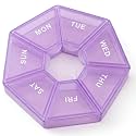 Light Purple Pill Organizer, Small Pill Case, Weekly Medicine Pill Organizer 1 Time a Day, Pill Container, Pill Holder Daily