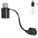 Light Socket Outlet Adapter, 3 in 1 Light Bulb Plug Adapter, Convert E26/E27 Bulb Socket to 3 Prong Outlet with Extension Cord, Suitable for Outdoor Porch Garage Patio Use 1-Pack