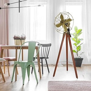 light it up brass antique electric floor fan on wooden tripod stand  handmade vintage style modern twist pedestal fan for home decor office vintage style floor fan stand