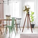 Light It Up Brass Antique Electric Floor Fan on Wooden Tripod Stand | Handmade Vintage Style Modern Twist Pedestal Fan For Home Decor Office (Vintage Style Floor Fan Stand)