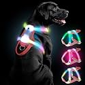 Light Up Dog Harness, Rechargeable LED Dog Harness for Small Medium Large Dogs,Glow in the Dark Dog Harness, Reflective Lighted Safety Vest for Night Walking & Camping,Lightweight & Adjustable