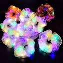 Light Up Scrunchies, Double-layer LED White Scrunchy Fun Hair Ties Glow in the Dark Party Supplies Glow Sticks Party Favor Festival Rave Accessories for Women Neon Party(9PCS-White Set)
