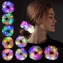 Light Up Scrunchies, Double-layer LED Scrunchy Women Hair Ties, Glow in the Dark Party Supplies Glow Sticks,Neon Party Favor Festival Rave Accessories for Girls
