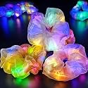 Light Up Scrunchies, Double-Layer LED Hair Ties for Glow Party Favors