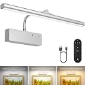 Lightbiz Picture Light, 15.35inch 5400mAh Rechargeable Picture Lights for Wall Battery Operated Wall Lights, 3 Colors Paintings Light Dimmable Art Light for Artwork, Gallery (Silver)