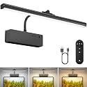 Lightbiz Picture Light, 15.35inch 5400mAh Rechargeable Picture Lights for Wall Battery Operated Wall Lights, 3 Colors Paintings Light Dimmable Art Light for Artwork, Gallery(Black)