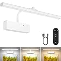 Lightbiz Picture Light, 15.35inch 5400mAh Rechargeable Picture Lights for Wall Battery Operated Wall Lights, 3 Colors Paintings Light Dimmable Art Light for Artwork, Gallery (White)