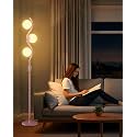 Lightdot Glass Floor Lamp Dimmable 4-Lights Gold Floor Lamps with Brown Glass Shade 3000K Bulbs Included Mid Century Modern Standing Tall Lamp for Living Room/Bedroom/Sofa Beside/Corner Decor