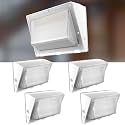 Lightdot 150W Outdoor LED Wall Light 50ft Coverage,22500LM Dusk-to-Dawn, IP65 ETL, 100-277V, White Finish, Commercial Security for Warehouse/Yard/Building-4 Pack