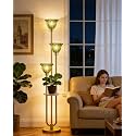 Lightdot Glass Floor Lamp for Living Room Dimmable Gold Floor Lamps with Green Glass Shade&amp; 3000K Bulbs Included 3-Lights Modern Tall Standing Lamp for Bedroom/Sofa Beside/Corner Decor