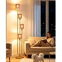 Lightdot Glass Floor Lamp Gold Floor Lamps with Deep Red Glass Shade 3000K Bulbs Included Unique Modern Standing Tall Lamp with 5Lbs Heavy Base for Living Room/Bedroom/Sofa Beside