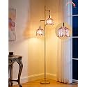 Lightdot Red Lotus Glass Floor Lamp 2-Light Dimmable Gold Floor Lamps