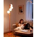 Lightdot 64IN Dimmable Globe Floor Lamp, Modern Orange Standing Lamps with 4PCS Warm White Bulbs Included,Mid Century Floor Lamp with 5Lbs Heavy Base for Living Room/Bedroom/Sofa Beside/Corner Decor