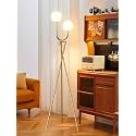 Lightdot Gold Floor Lamp Mid Century Tripod Floor Lamp with U-Stylish 2-Lights with 2Pcs 3000K G9 Bulbs Tripod Standing Lamps with Stable Base for Living Room/Sofa Sides/Corners