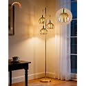Lightdot 65'' Glass Floor Lamp Dimmable Gold Floor Lamps with Brown Lotus Glass Shade&amp; 3000K Bulbs Included 3-Lights Modern Tall Standing Lamp for Living Room/Bedroom/Sofa Beside/Corner Decor