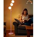 Lightdot Dimmable (Brightness Adjustable) Globe Floor Lamp, Pink Pole Standing Lamps with 3PCS 3000K G9 Bulbs, Mid Century Modern Floor Lamp for Living Room
