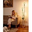 Lightdot Gold Floor Lamp for Living Room Dimmable Vintage Floor Lamp with Shelf &amp; E26 Bulbs Included Mid Century Standing Lamp Tall Lamp with 5Lbs Heavy Base for Bedroom/Sofa Beside/Corner Decor