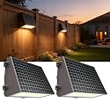 Lightdot 2-Pack Solar Sconce Lights Outdoor,100W HPS Eqv 5000K Dusk-to-Dawn