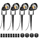 LightingWill 5W LED Landscape Lights, Warm White 3000K-3500K, Waterproof DC 12V COB LED Outdoor Wall Spotlight Low Voltage Garden Tree Spot Lighting for,Yard,Pathways,Fence (4 Pack)