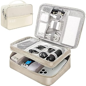 lightniing hammerz electronics accessories organizer bag universal travel gadget wires organizer bag for cables plug and more fits for pad phone charger hard disk dual layer beige