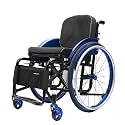 Lightweight All-Terrain Ultra Sports Wheelchair Foldable Adjustable Footrest and Seat Height, Handbrakes,Suitable for Teenagers, Adults, Seniors(Blue,Seat Width 42cm/16.5in)