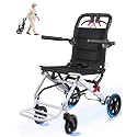 Lightweight Folding Wheelchair for Adults – Compact Travel Transport Wheelchair with 360° Swivel Wheels, One-Click Safety Lock, Portable Mobility Aid for Seniors, Car & Airplane Travel