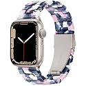 Lightweight Resin Band For Apple Watch Series 12 11 10 9 8 7 6 5 4 3 2 1 SE 3 2 Ultra 4 3 2, Fashion Adjustable Replacement Strap for iWatch Bands 38mm 40mm 41mm 42mm 44mm 45mm 46mm 49mm for Women Men