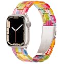 Lightweight Resin Band For Apple Watch Series 12 11 10 9 8 7 6 5 4 3 2 1 SE 3 2 Ultra 4 3 2, Fashion Adjustable Replacement Strap for iWatch Bands 38mm 40mm 41mm 42mm 44mm 45mm 46mm 49mm for Women Men