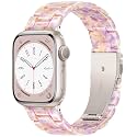 Lightweight Resin Band For Apple Watch Series 12 11 10 9 8 7 6 5 4 3 2 1 SE 3 2 Ultra 4 3 2, Fashion Adjustable Replacement Strap for iWatch Bands 38mm 40mm 41mm 42mm 44mm 45mm 46mm 49mm for Women Men