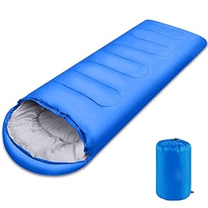 lightweight sleeping bag 3 season sleep bags for kids adults girls women microfiber filled warm cool cold weather 5-20 degree for backpackinghikingnaturehikecamping with compression sack -blue