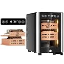 LIHTUN 16L Electric Cigar Humidor Cabinet with Light for 100 Cigars, Thermoelectric Cooling, Adjustable Temp and Humidity, Digital Display, 2 Removable Cedar Shelves, Lock, Gift for Men (16L)