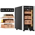 LIHTUN 25L Electric Humidor Cabinet for 150 Cigars, Thermoelectric Cooling, Adjustable Temperature and Humidity, Digital Display, 3 Removable Cedar Shelves, Safety Lock, Gift for Men (25L)