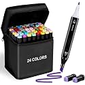 like it Dual Tip Colorful Art Markers Sketch Pens Colors With Carrying Case For Painting Sketching Calligraphy Drawing -Twin Head Permanent Marker Pens For Kids Adult (24)