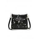 LIKE STYLE Womens Floral Embroidered PU Sling