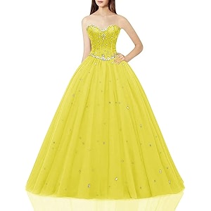 Likedpage Womens Sweetheart Ball Gown Tulle Quinceanera