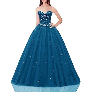 Likedpage Womens Sweetheart Ball Gown Tulle Quinceanera