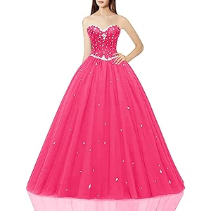 Likedpage Womens Sweetheart Ball Gown Tulle Quinceanera
