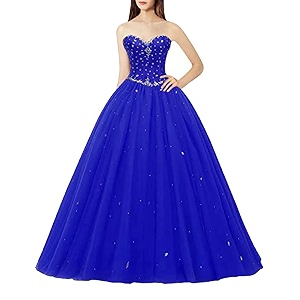 Likedpage Womens Sweetheart Ball Gown Tulle Quinceanera