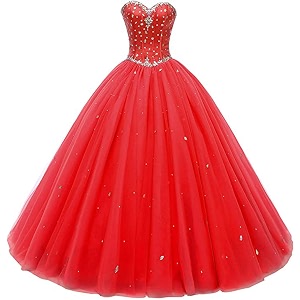 Likedpage Womens Sweetheart Ball Gown Tulle Quinceanera