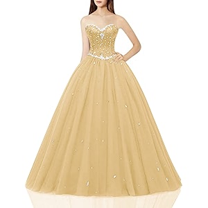 Likedpage Womens Sweetheart Ball Gown Tulle Quinceanera