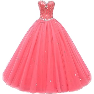 Likedpage Womens Sweetheart Ball Gown Tulle Quinceanera