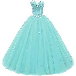 Likedpage Womens Sweetheart Ball Gown Tulle Quinceanera