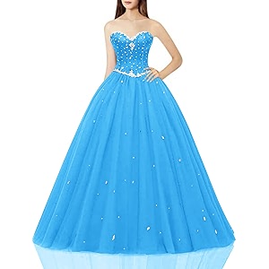 Likedpage Womens Sweetheart Ball Gown Tulle Quinceanera
