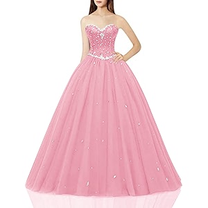Likedpage Womens Sweetheart Ball Gown Tulle Quinceanera